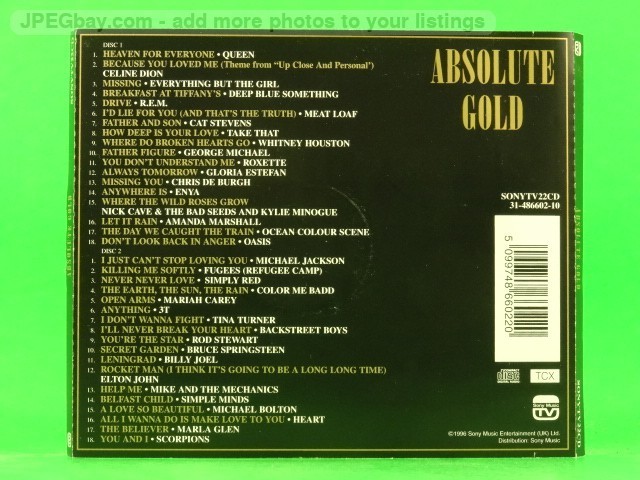 VARIOUS ARTISTS ABSOLUTE GOLD (2xCD) (603) 20+ Track CD Album Picture Sleeve SON
