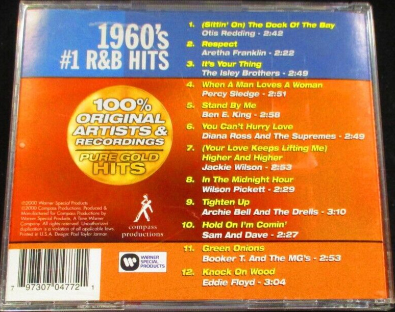 1960's #1 R&B Hits, Various Artists, CD, 2000, Warner Special Products