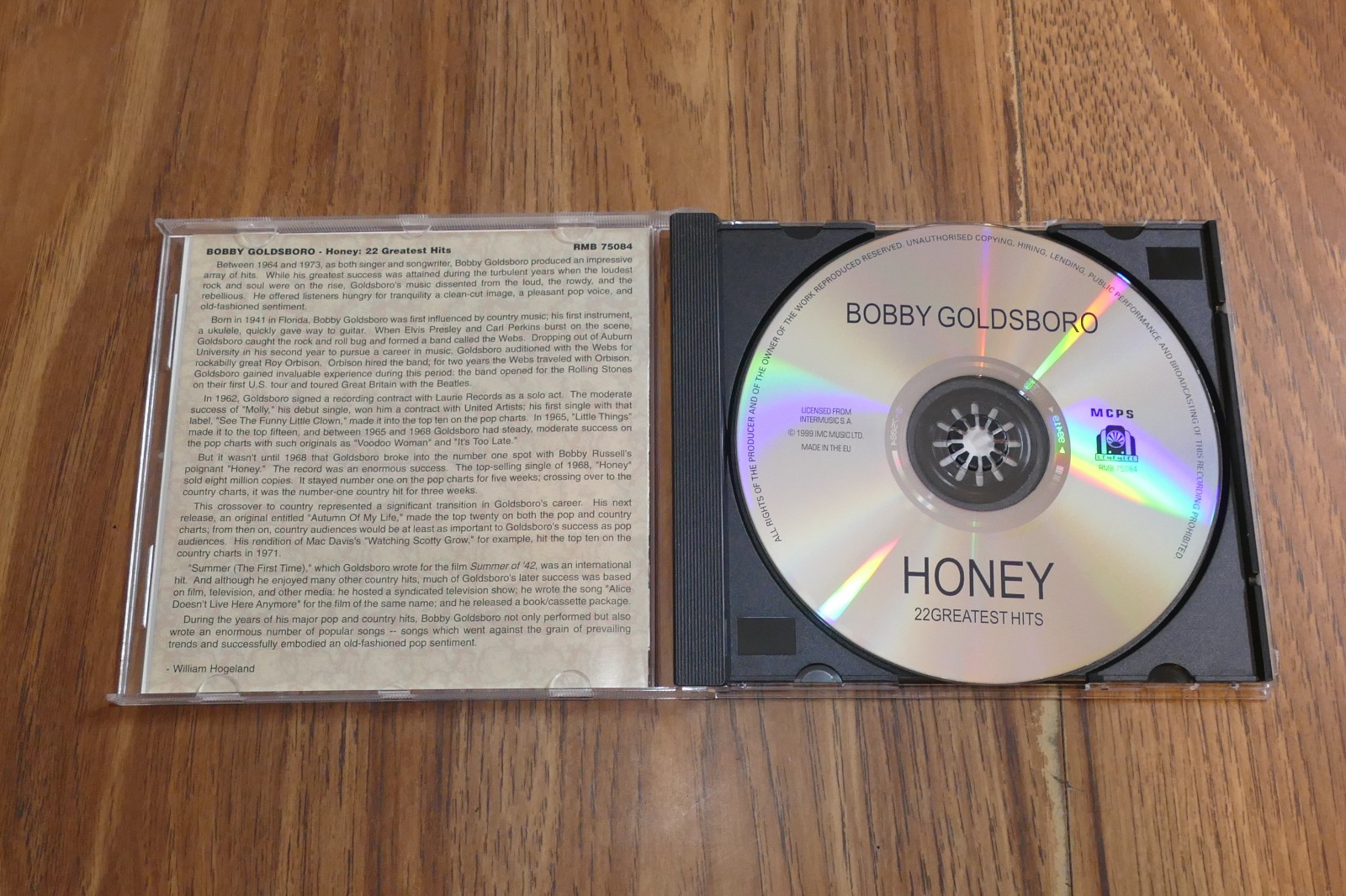 Bobby Goldsboro, Honey 22 Greatest Hits - 1999 Portugal Import CD