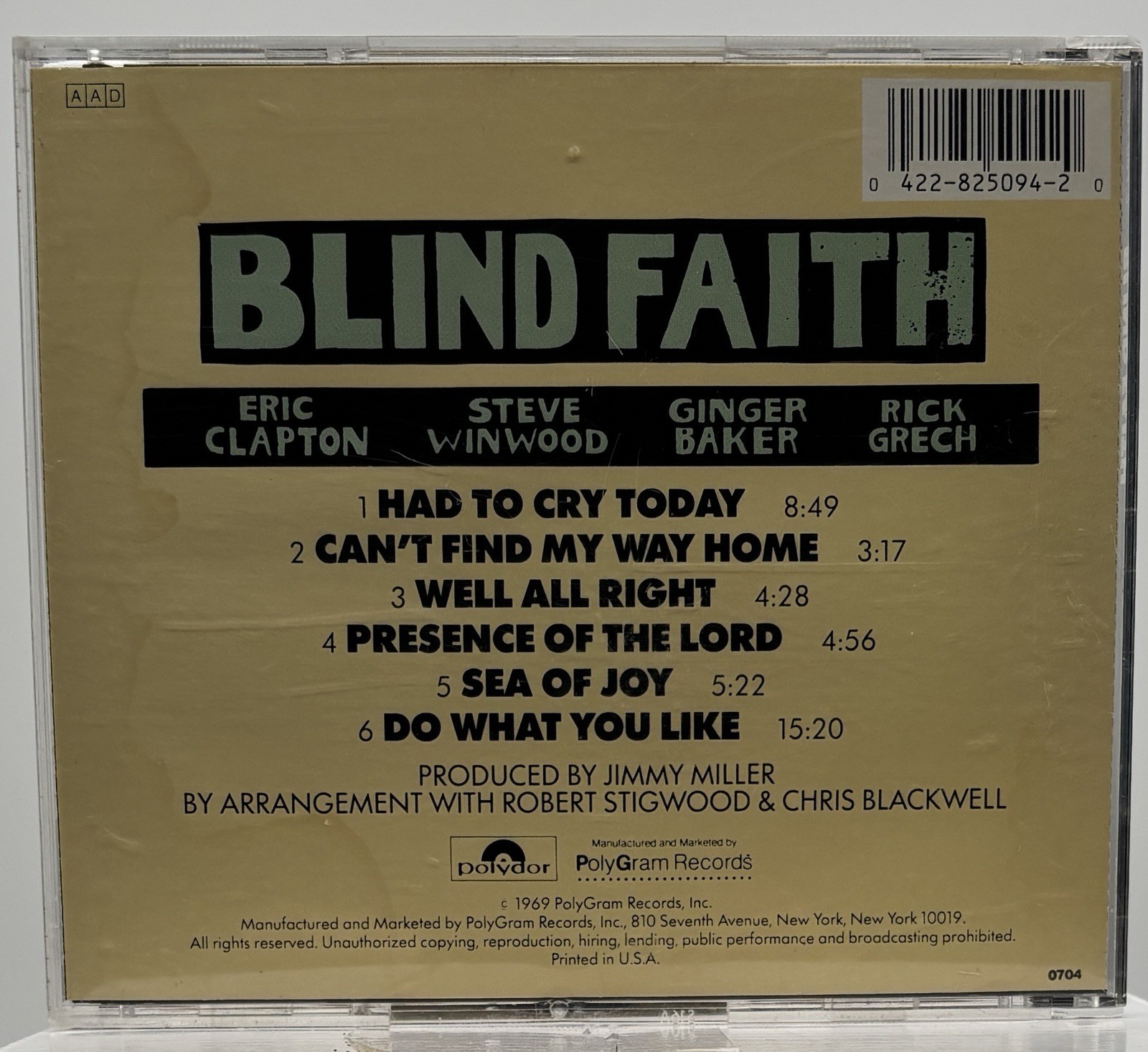 Blind Faith CD Polydor 825 094-2 Eric Clapton Steve Winwood Made in USA