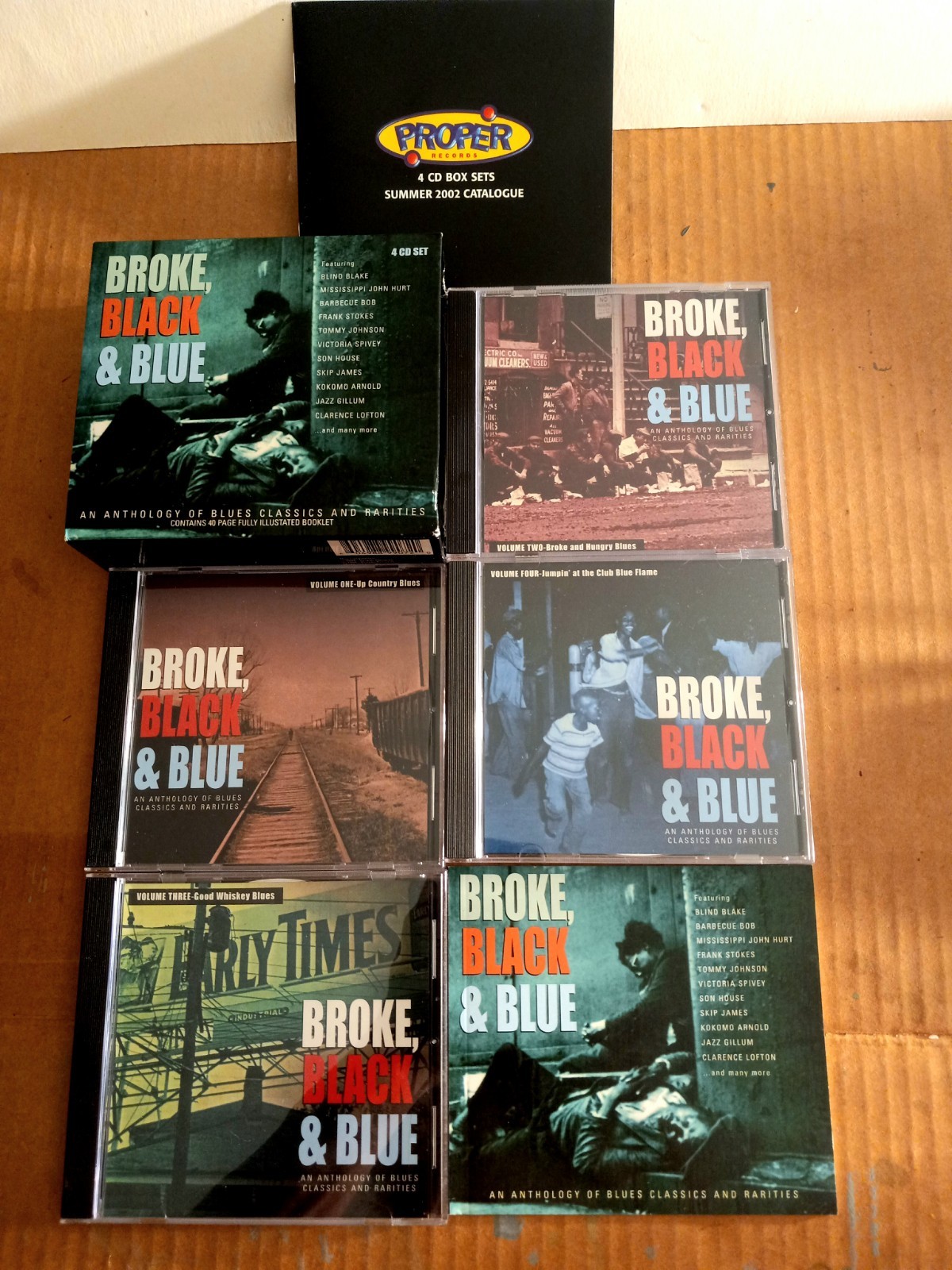 BROKE, BLACK & BLUE 4 CD Box Set w/Booklet- Compilation- Proper 1999- Near Mint