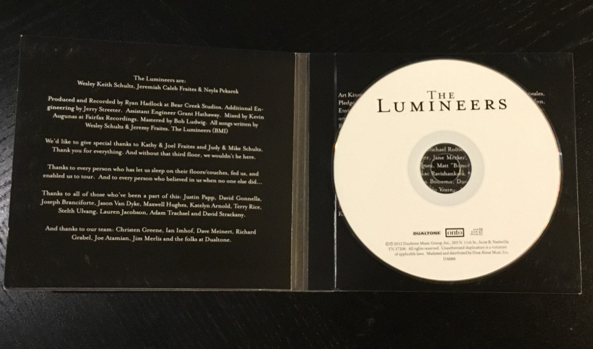The Lumineers - Self-Titled Dualtone Records 2012 VG CD Made in USA