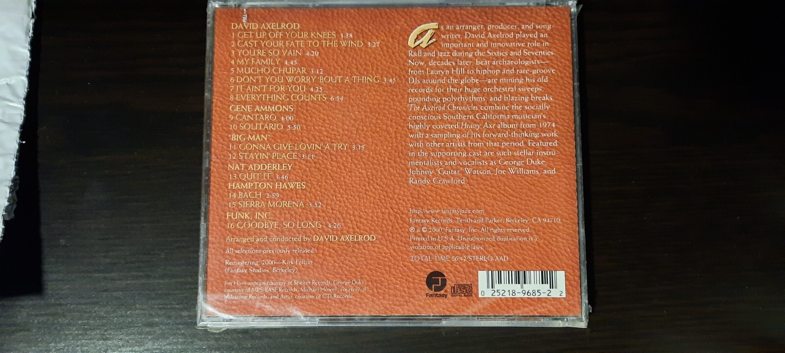 The Axelrod Chronicles /David Axelrod, George Duke, Johnny Watson (CD, 2000) NEW