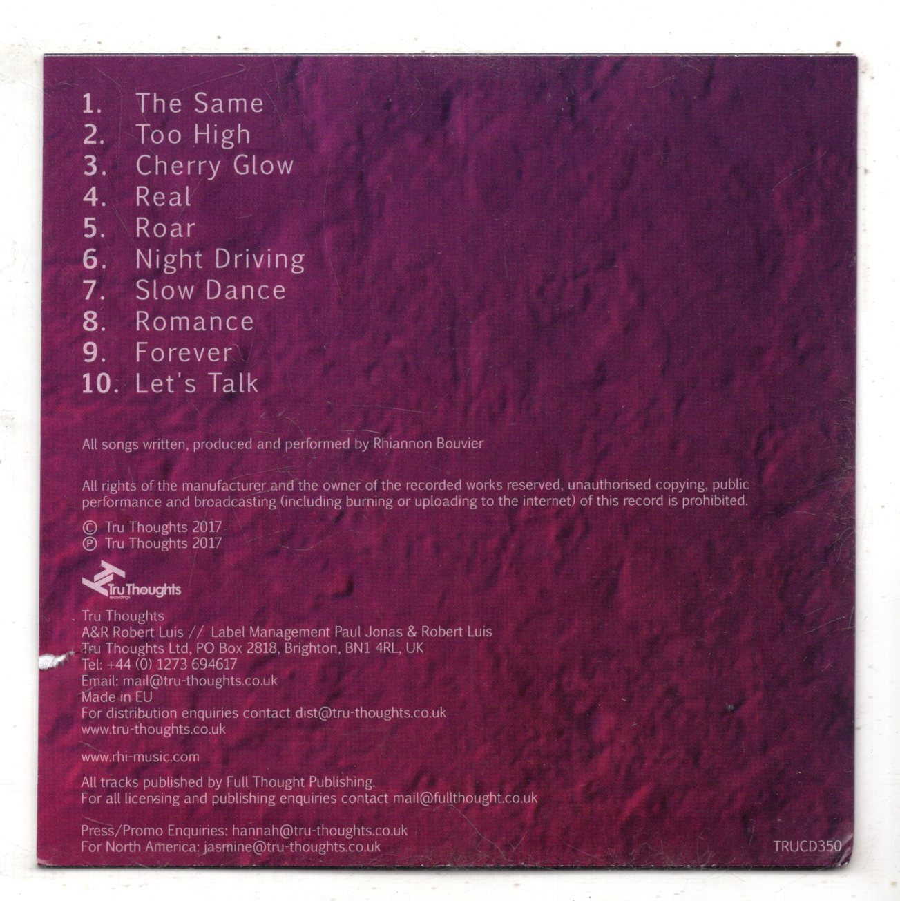 (KR160) Rhi, Reverie - 2017 DJ CD