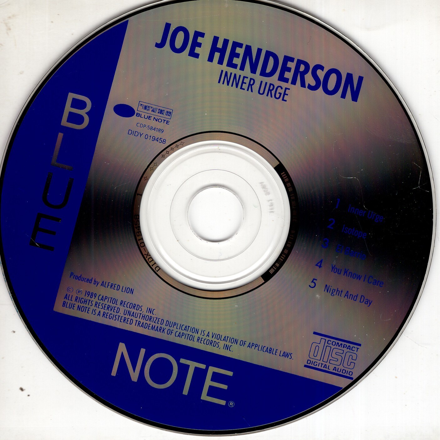 RARE LONG OOP BLUE NOTE 1989 CD JOE HENDERSON INNER URGE MCCOY TYNER ELVIN JONES