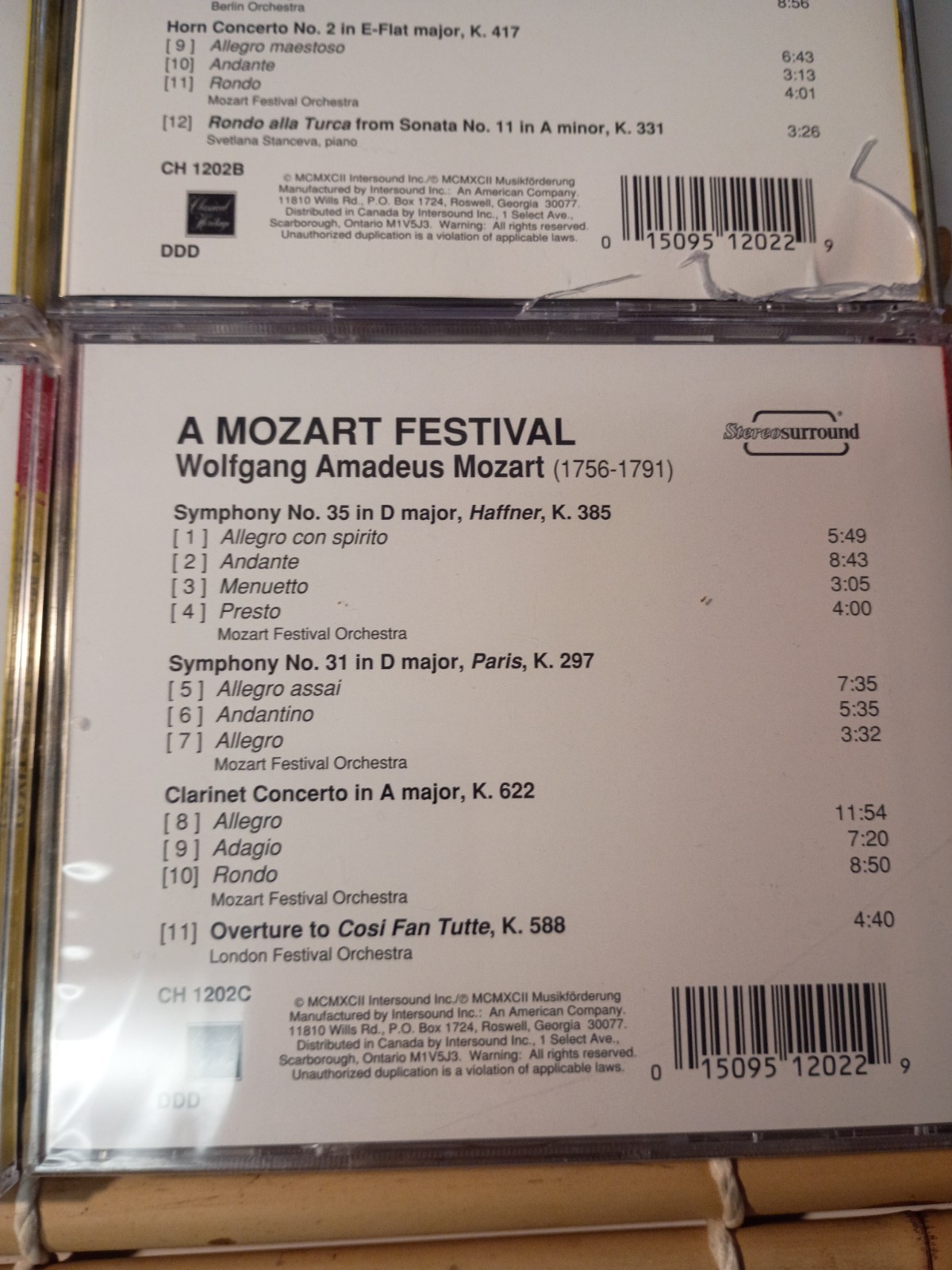 A Mozart Festival Set Of 4 CDS Great Condition 1993