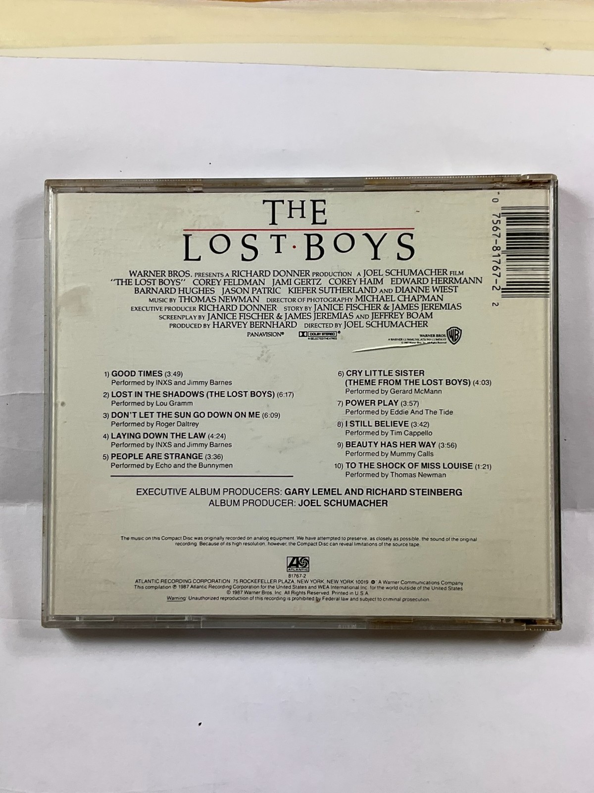 The Lost Boys Soundtrack (CD, 1987) INXS, Echo & The Bunnymen, Lou Gramm