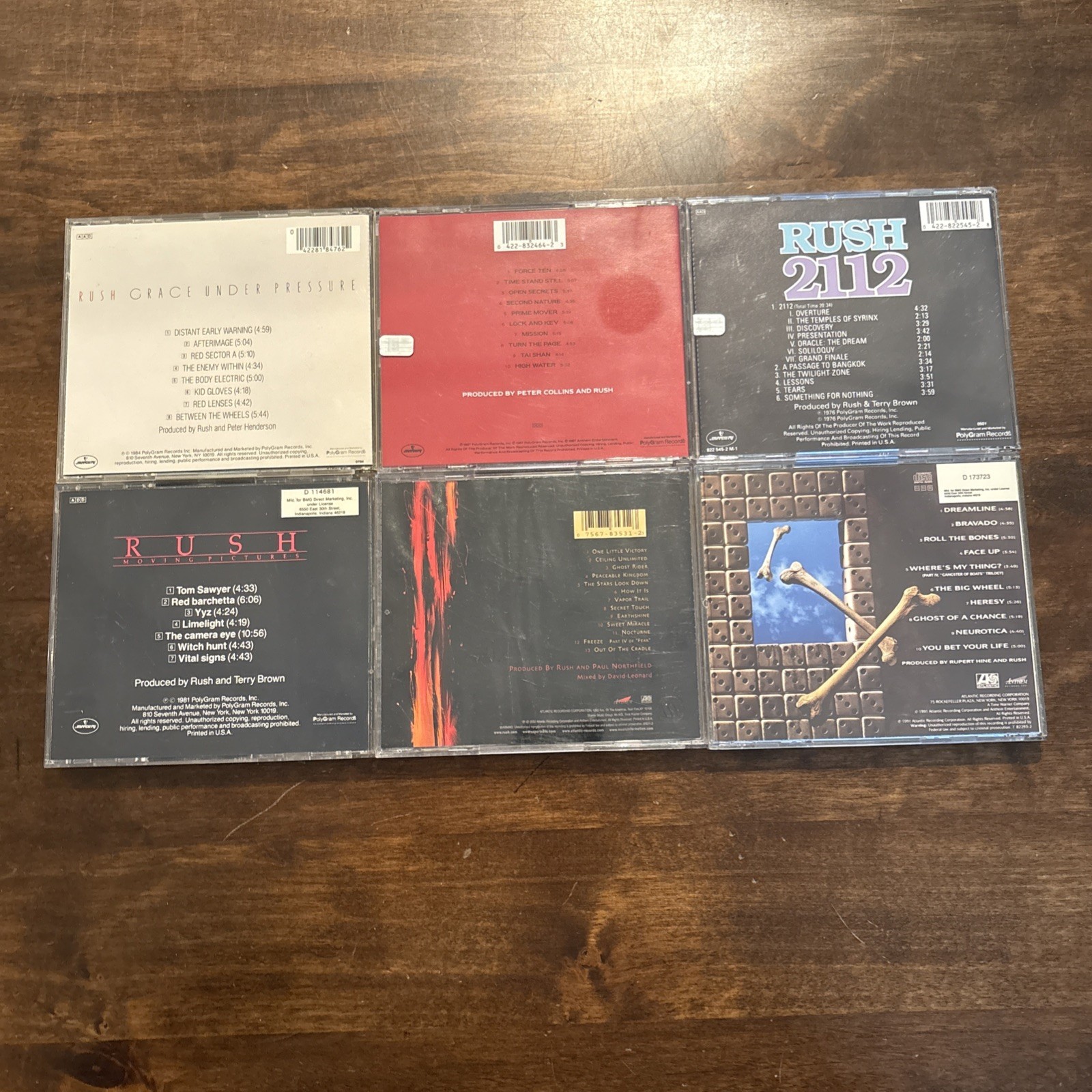 RUSH 6 CD Lot 2112,Hold Your Fire, Roll,Moving Pictures,Grace,Vapor Trails