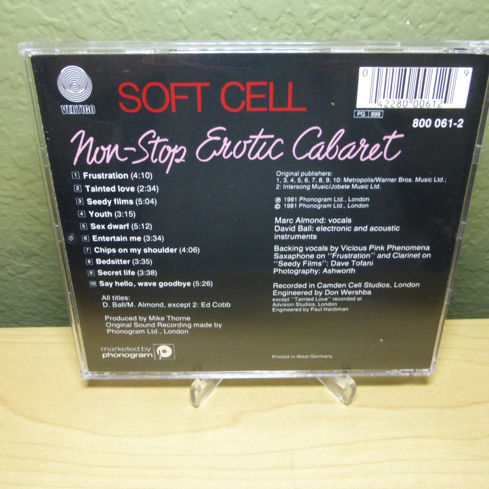 Non-Stop Erotic Cabaret by Soft Cell CD West Germany Red Atomic Vertigo OOP