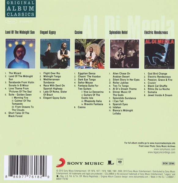 Al Di Meola – Original Album Classics 5 CD Box Set - NEW
