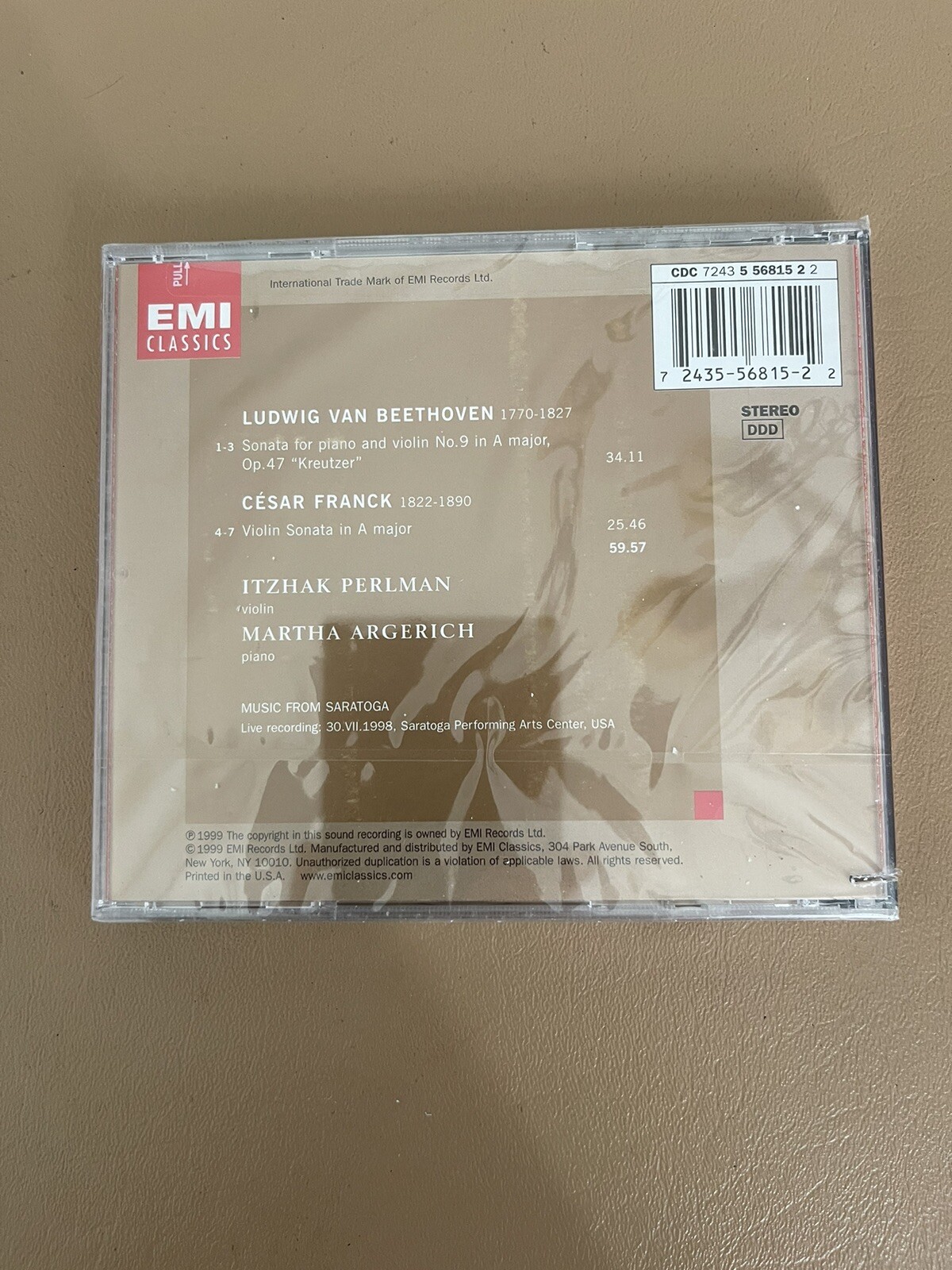 Beethoven: "Kreutzer" Sonata; Franck: Sonata (CD, Nov-1999, Warner Classics...