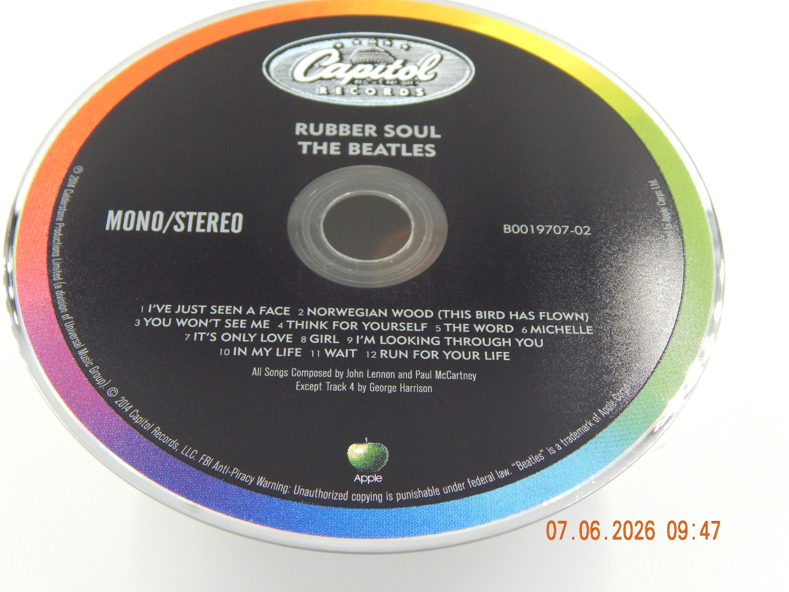 Beatles Rubber Soul CD Stereo Capitol Record ST 2442 BOO19707-02 Shrink Wrap NM