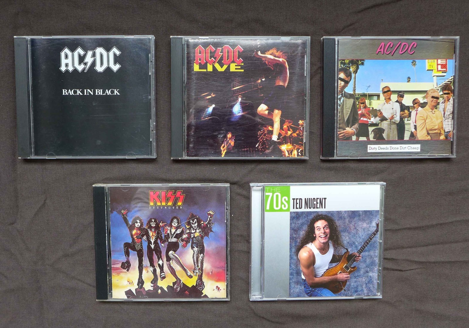 AC/DC (Back In Black, Live, Dirty Deeds) - Kiss (Destroyer) - Ted Nugent CD's