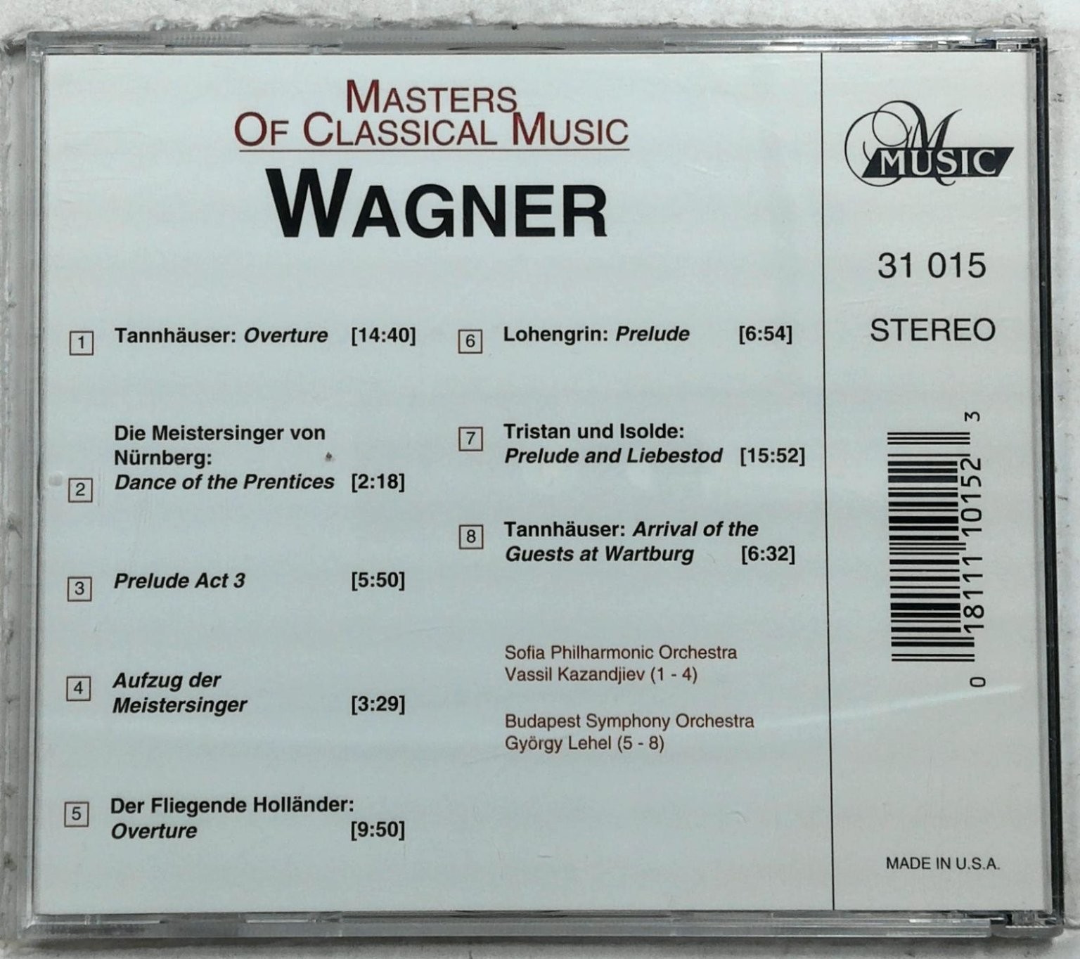 Wagner Masters of Classical Music Vol.5 CD 66 Min Digital Classical M Music