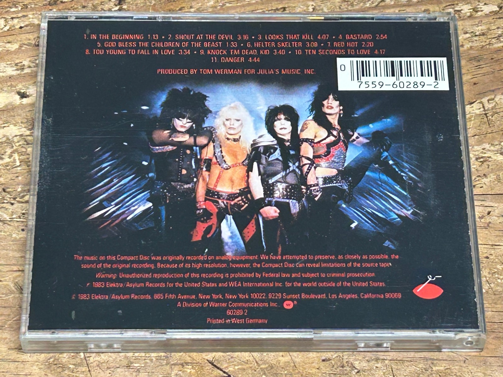 Motley Crue - Shout At The Devil West German target CD. Rare 1985 Elektra 1st ed