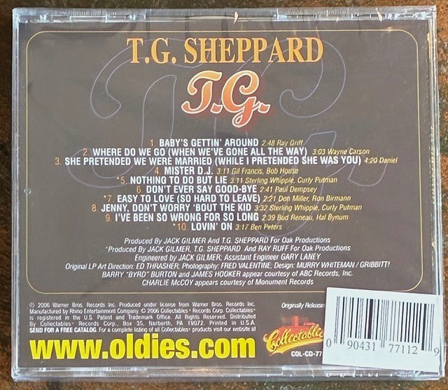 T.G. SHEPPARD - T.G. CD (2006 Collectables)TG w/10 Trks "Mister D.J." NEW/SEALED