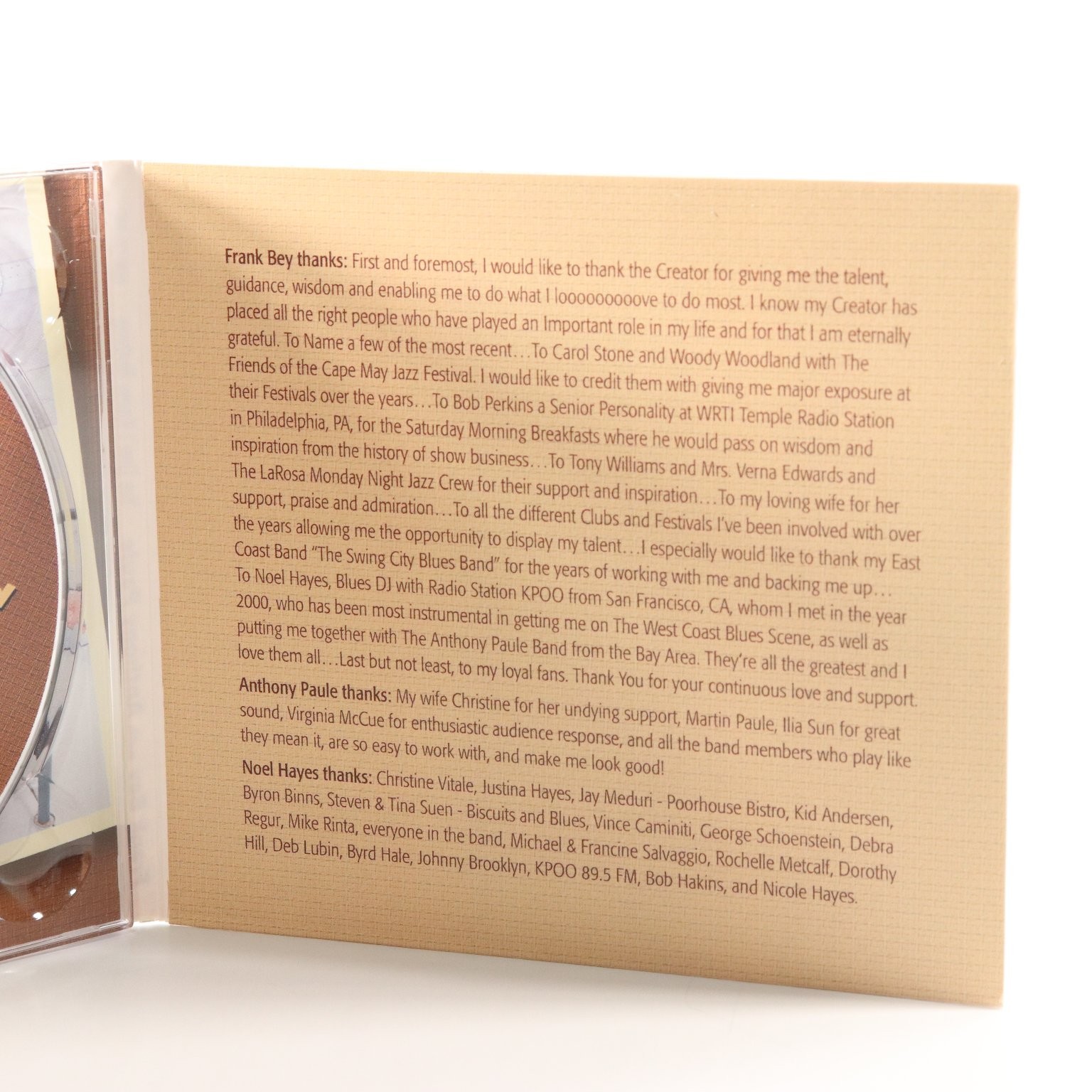 Frank Bey – You Don't Know Nothing CD 2012 Live with Anthony Paule Band Blue Dot