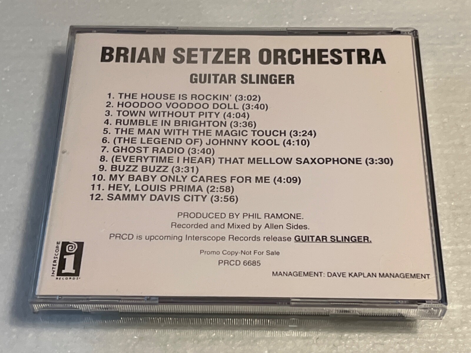 [MINT!] BRIAN SETZER ORCHESTRA "Guitar Slinger" PROMO ADVANCE CD 1996 Stray Cats