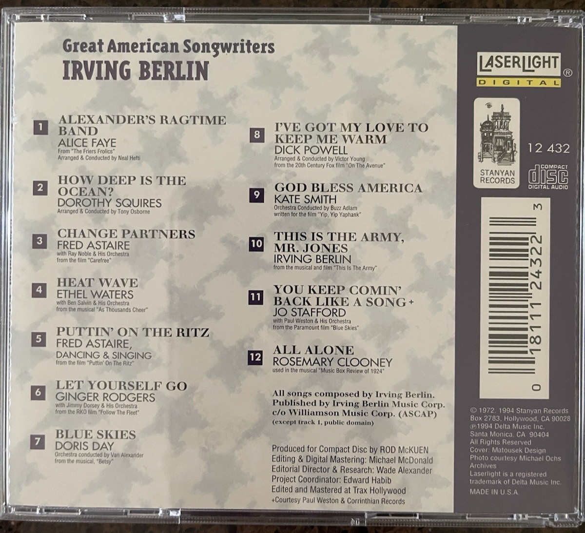LOT of 5 Music CDs - Great American Songwriters - Berlin, Gershwin, Mercer, ....