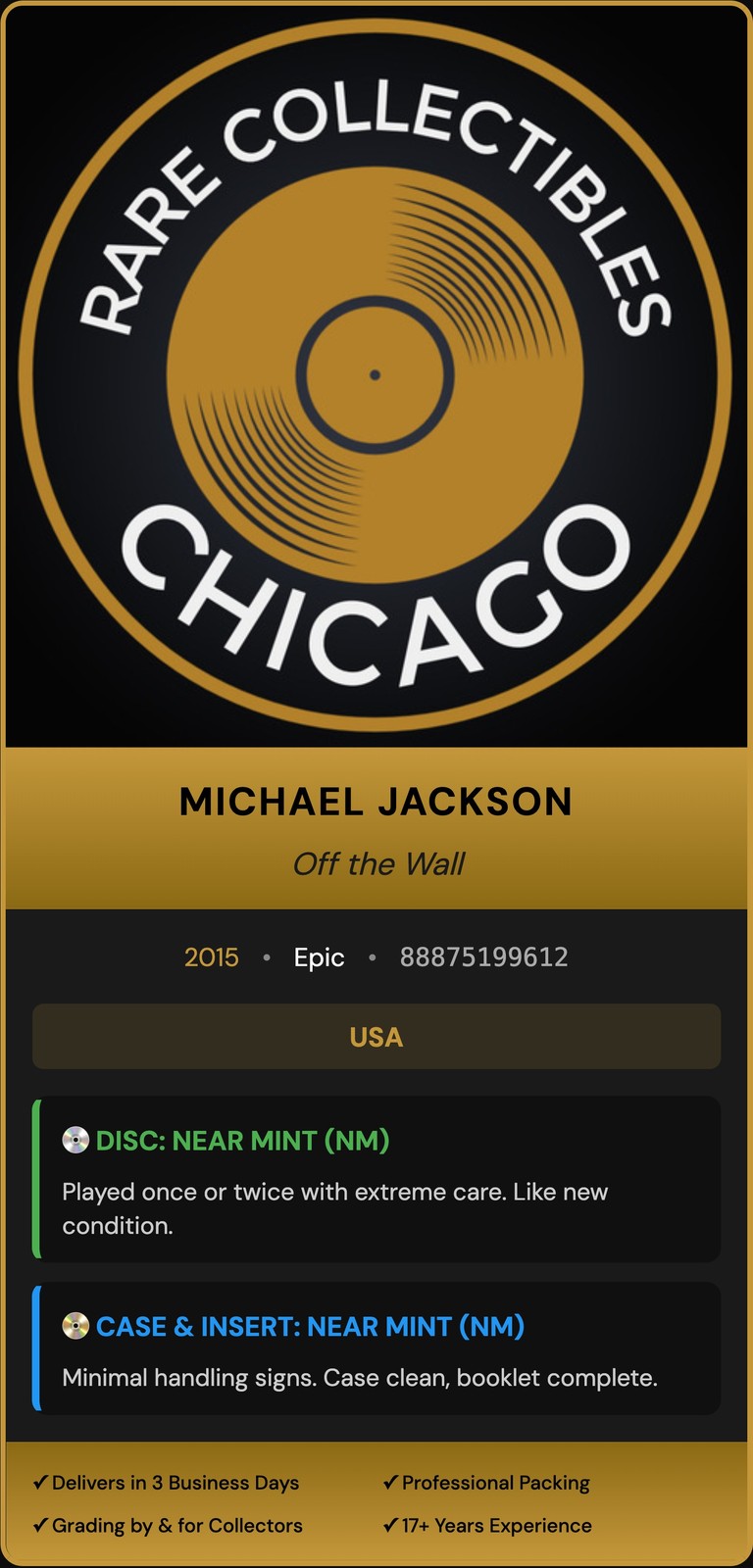 Michael Jackson Off the Wall CD 2015 Epic Rock With You, Get On The Floor