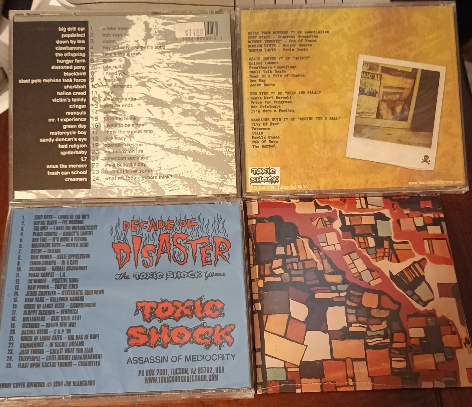4 Old Toxic Shock 7"s CD Massacre Guys Green Day L7 Red Tide Melvins Offspring