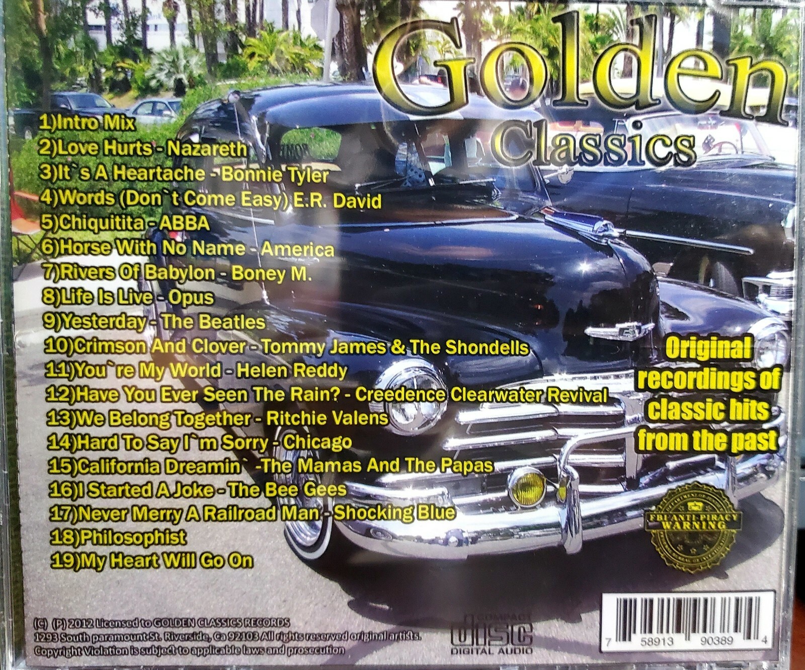 Golden Classics CD Oldies Rock N Roll 1960s 1970s Vol 1