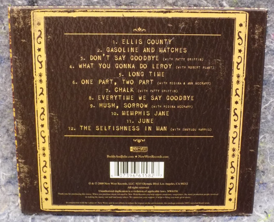 "Written in Chalk" Buddy & Julie Miller CD New West Records (2009) VG+