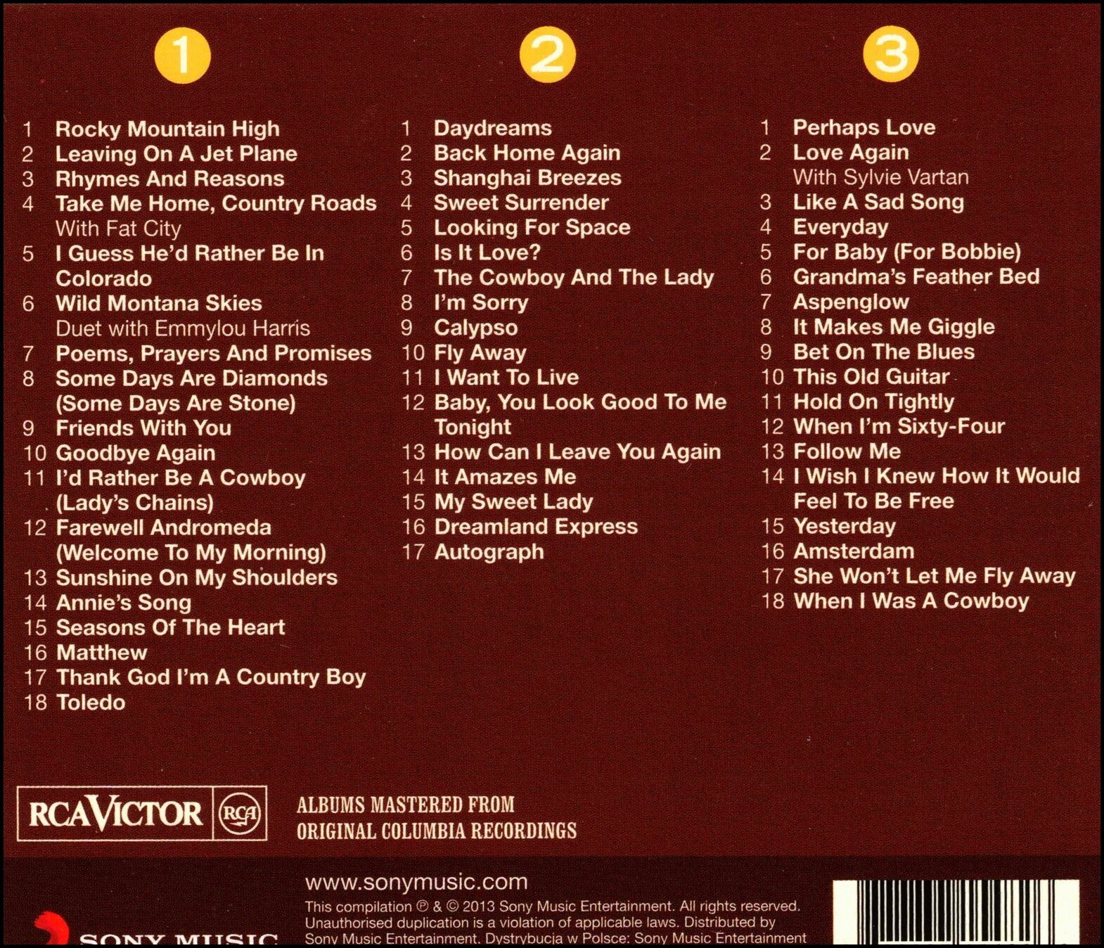 JOHN DENVER * 53 Greatest Hits * NEW 3-CD Box Set * All Original Songs * NEW