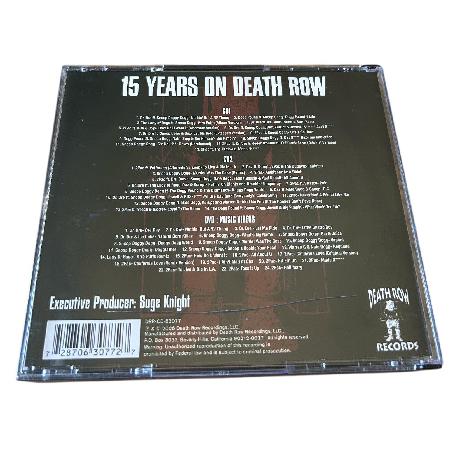 15 Years On Death Row 2CD + DVD The Definitive Collection Dr Dre Snoop Doggy Dog