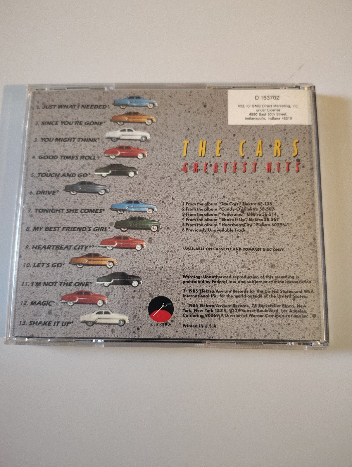 The Cars Greatest Hits CD BMG B43