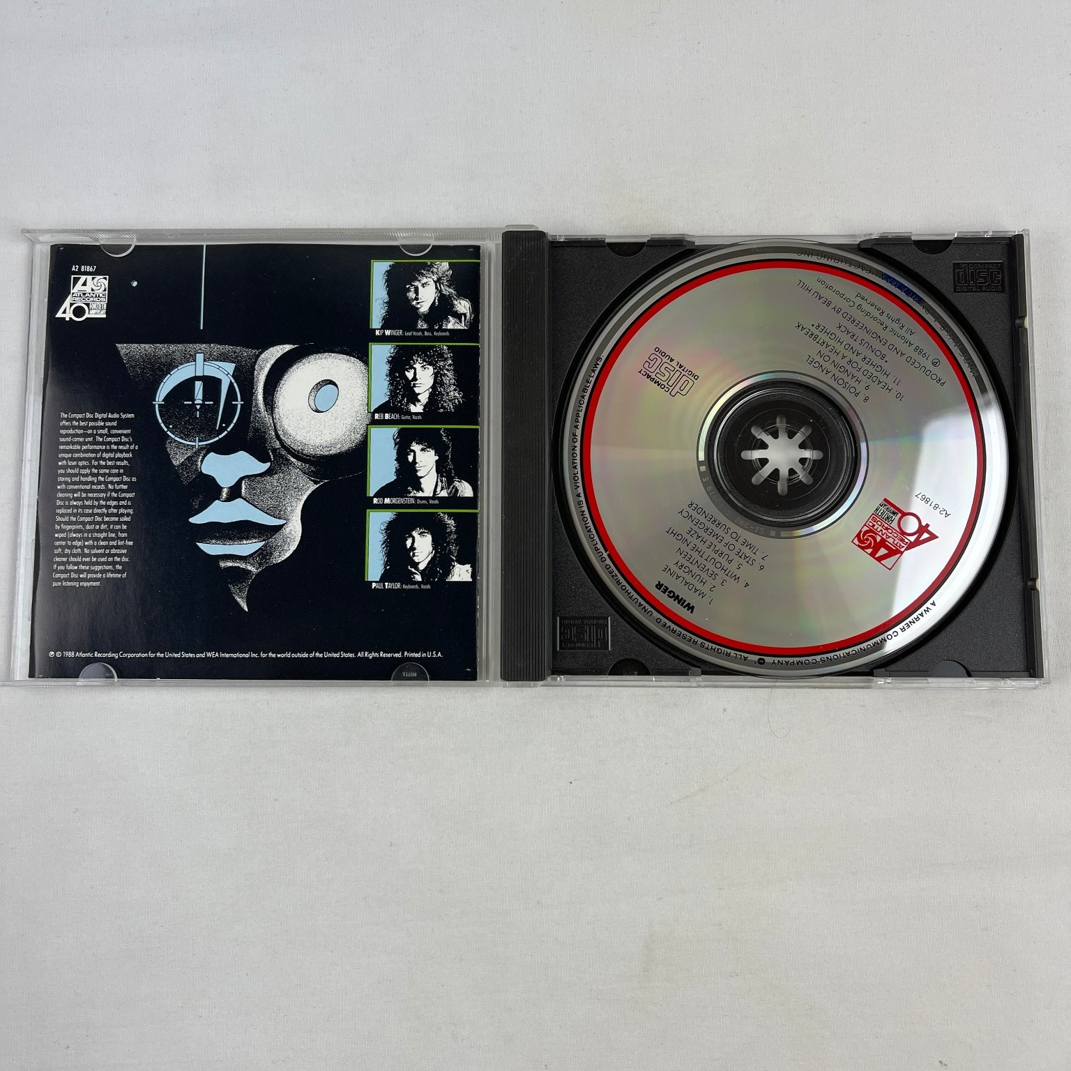 Winger – Winger CD 1988 Hard Rock Glam Metal Atlantic Bonus Track
