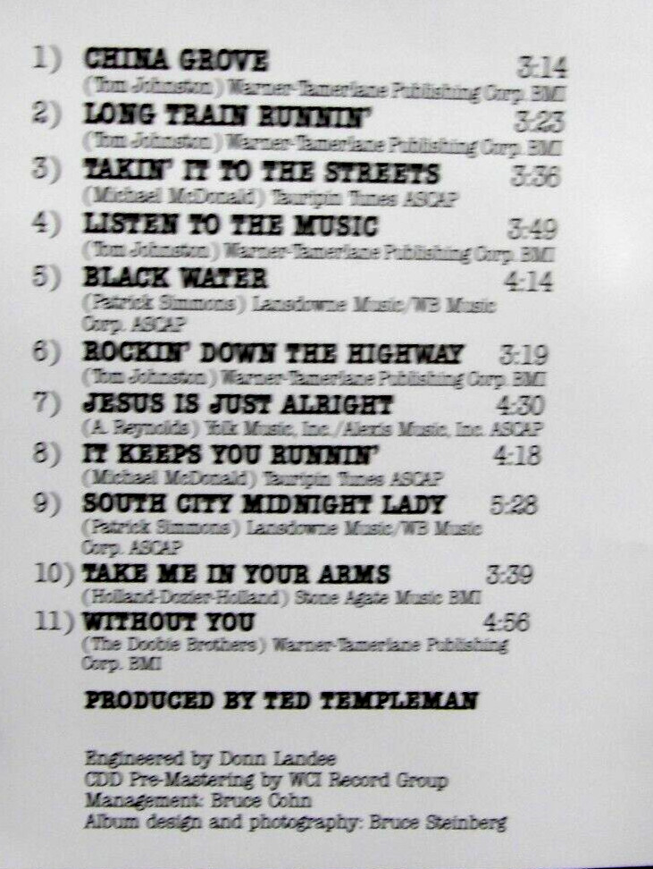 Best of Doobie Brothers NEW! CD, 11 Greatest Hits ,Black Water, China Groove,