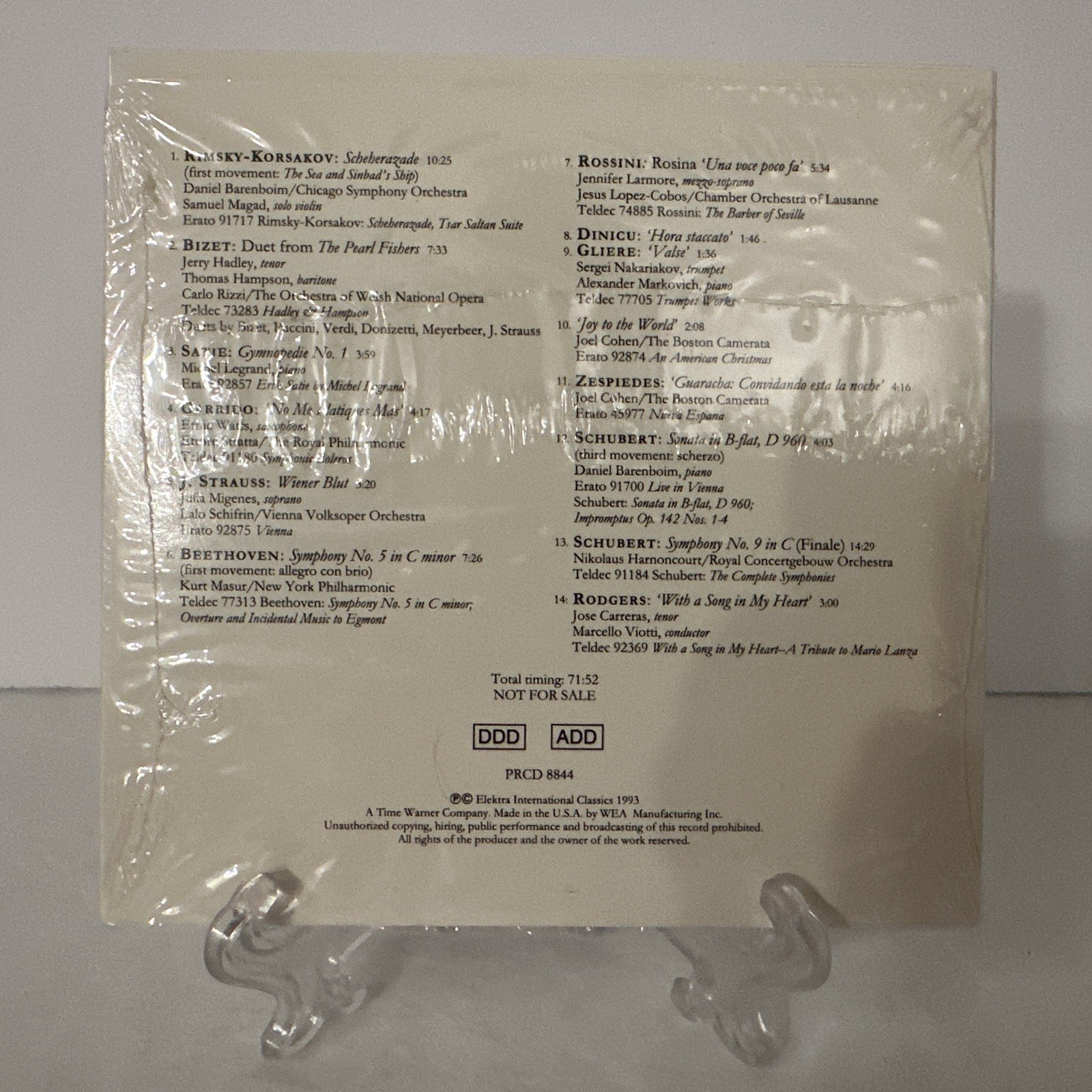 Elektra International Classics Fall 1993 Sampler Music CD 14 Tracks New Sealed