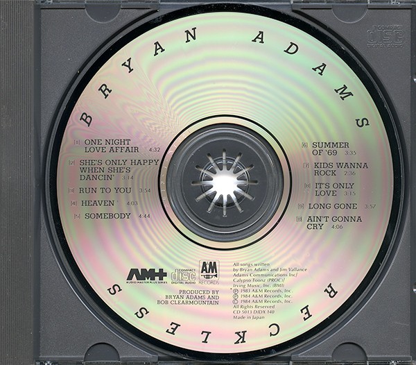 Bryan Adams - Reckless (CD) (Mint (M)) - 4112072097