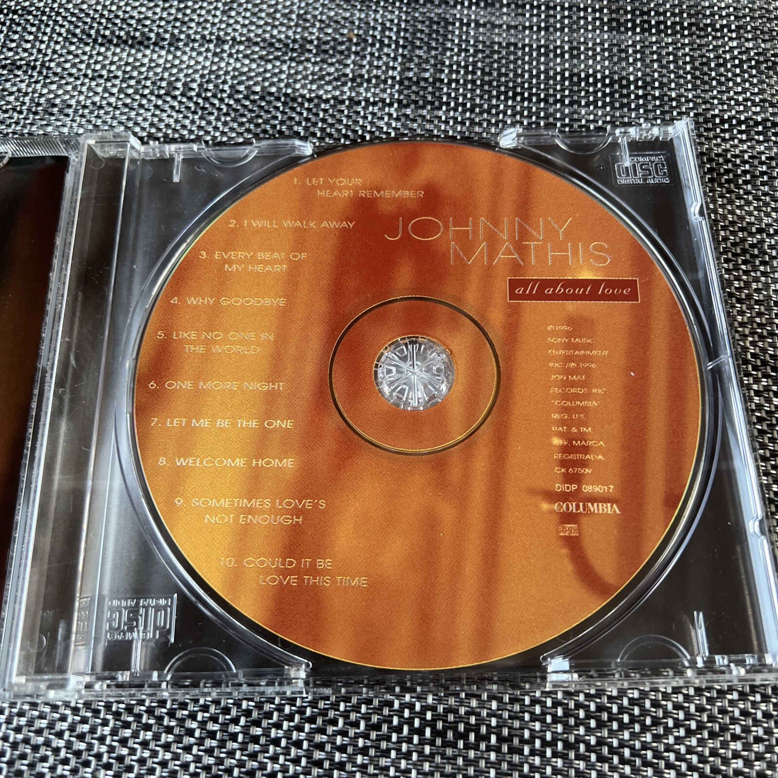 All About Love by Johnny Mathis CD 1996 10 Songs Phil Ramone Columbia