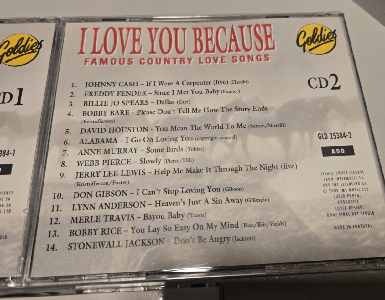 I Love You Because: Famous Country Love Songs 3-CD Box Set 1990s Discs Near Mint