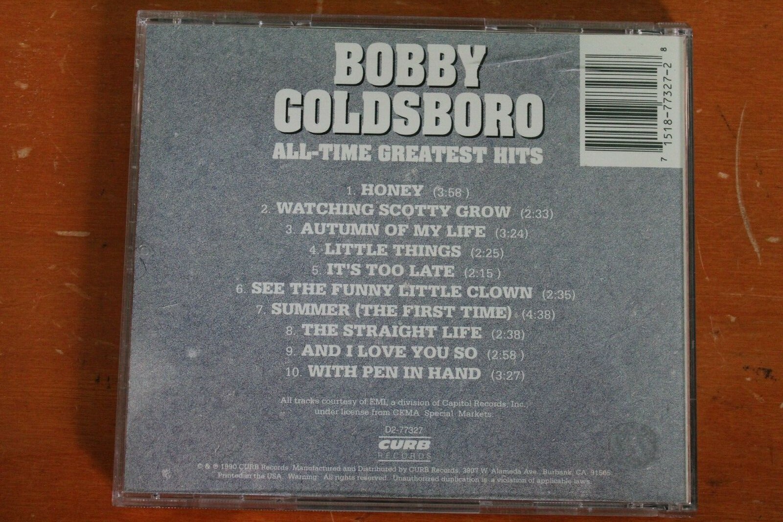 All-Time Greatest Hits CD (1999) bobby goldsboro honey 60's music smooth 70's