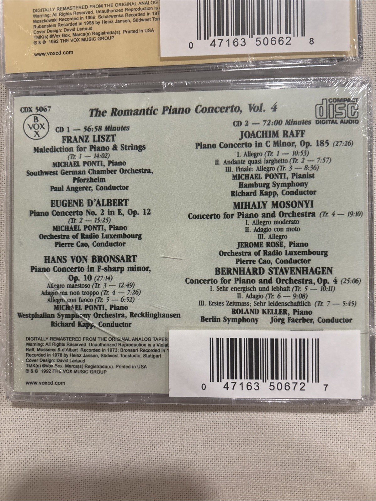 Romantic Piano Concerto Vol. 3 & Vol. 4 – Michael Ponti – Vox / VoxBox – CD Lot