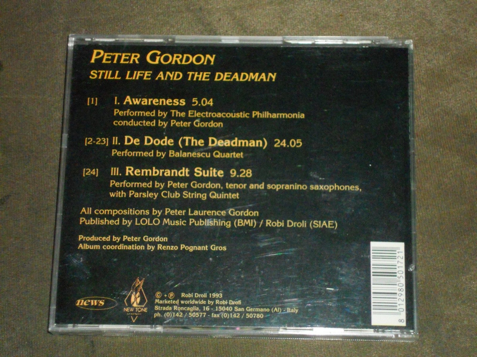 Peter Gordon Still Life and the Deadman (CD, May-1994, New Tone) Balanescu Quart