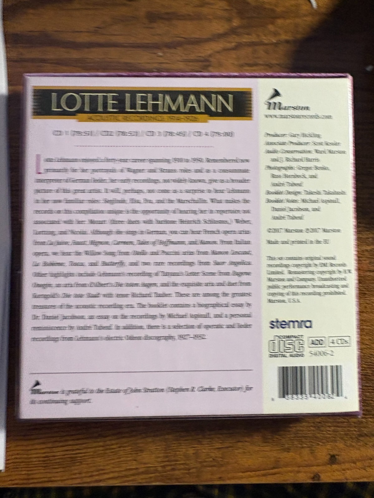 Lehmann - The Complete Acoustic Recordings 1914-26 Lotte Lehmann [CD]