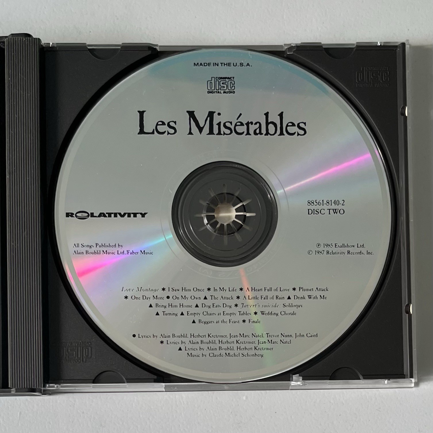 Les Miserables Original London Cast Recording CD 1985 Relativity