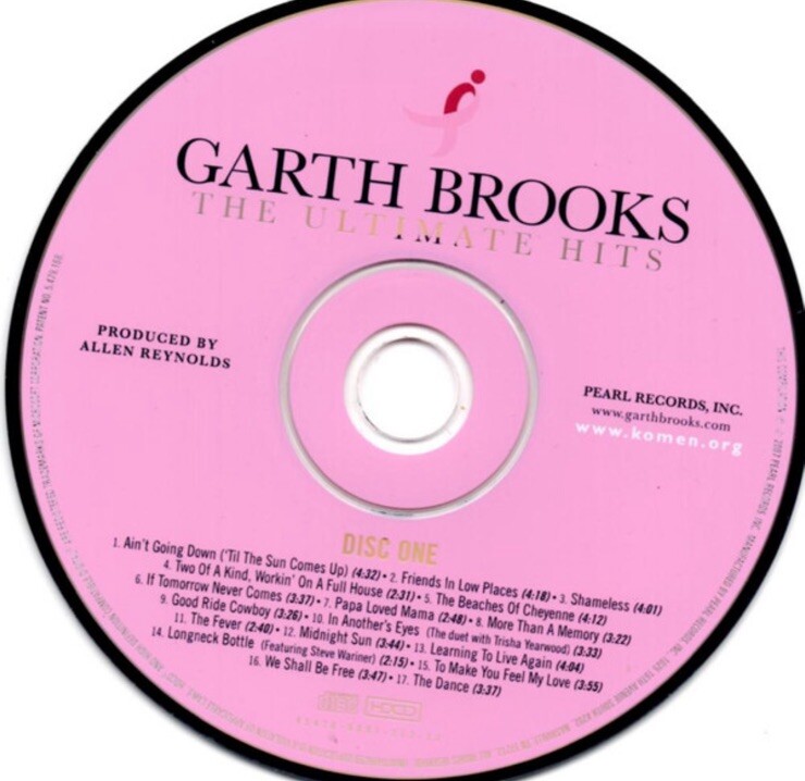 The Ultimate Hits by Garth Brooks (2 CD, DVD 2007 Pearl) Pink Susan G. Komen Ed