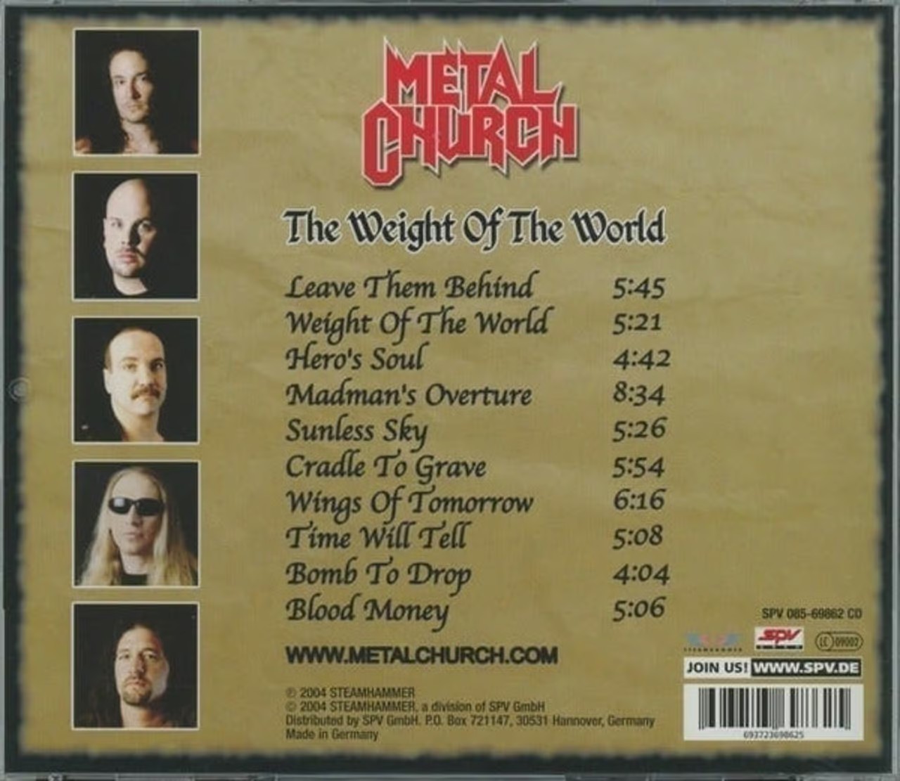 CD - Metal Church – The Weight Of The World - 2004 - MINT