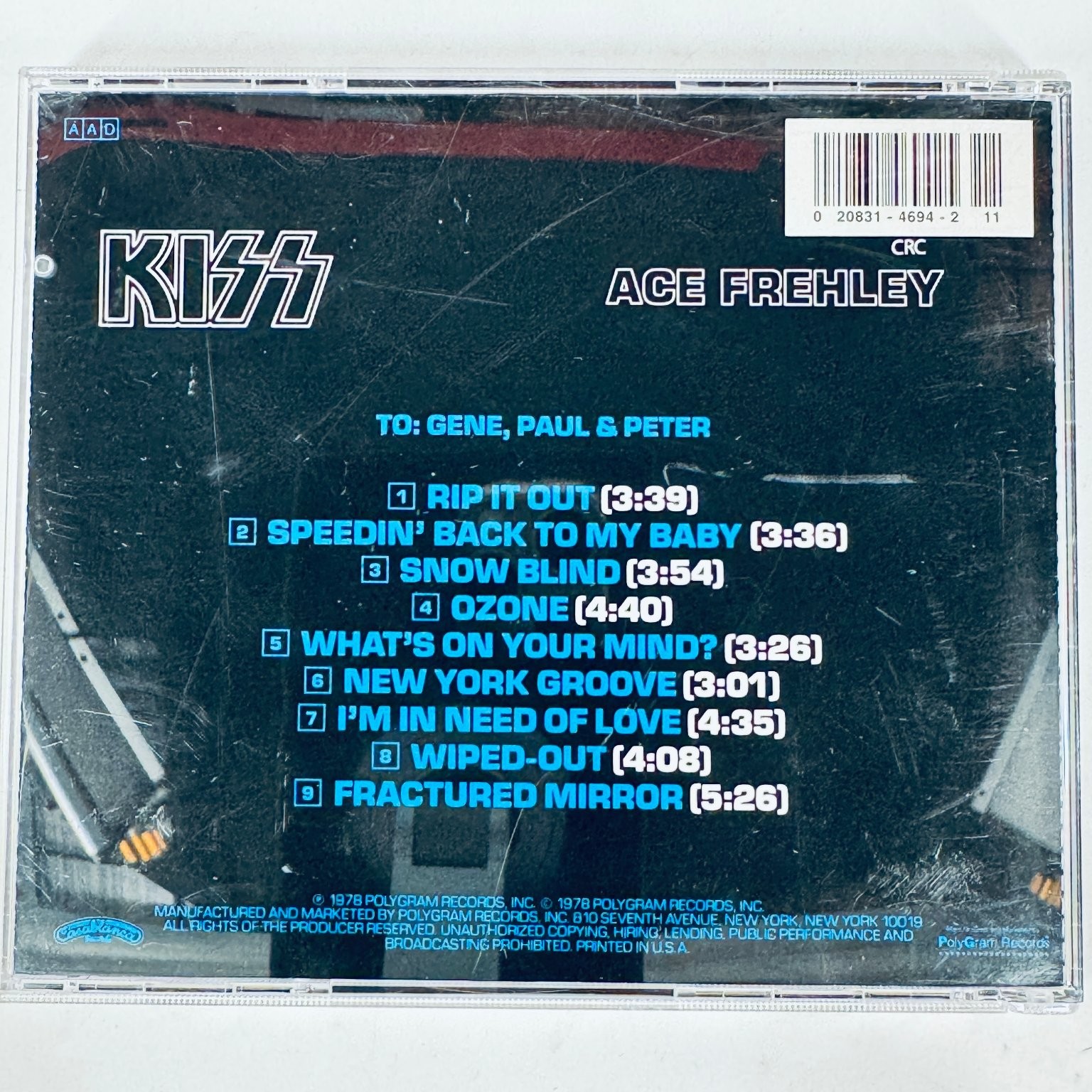 KISS – Ace Frehley CD 1978 Casablanca PolyGram Hard Rock Glam Metal