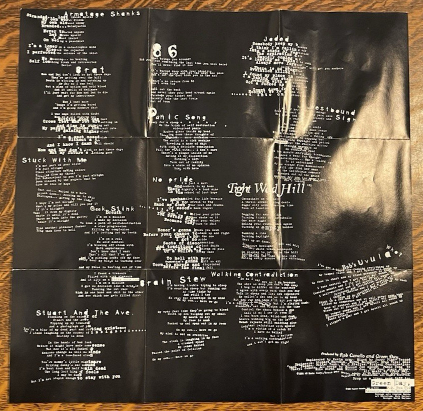 CD WITH FOLD OUT POSTER~ GREEN DAY~ 1995~ INSOMNIA