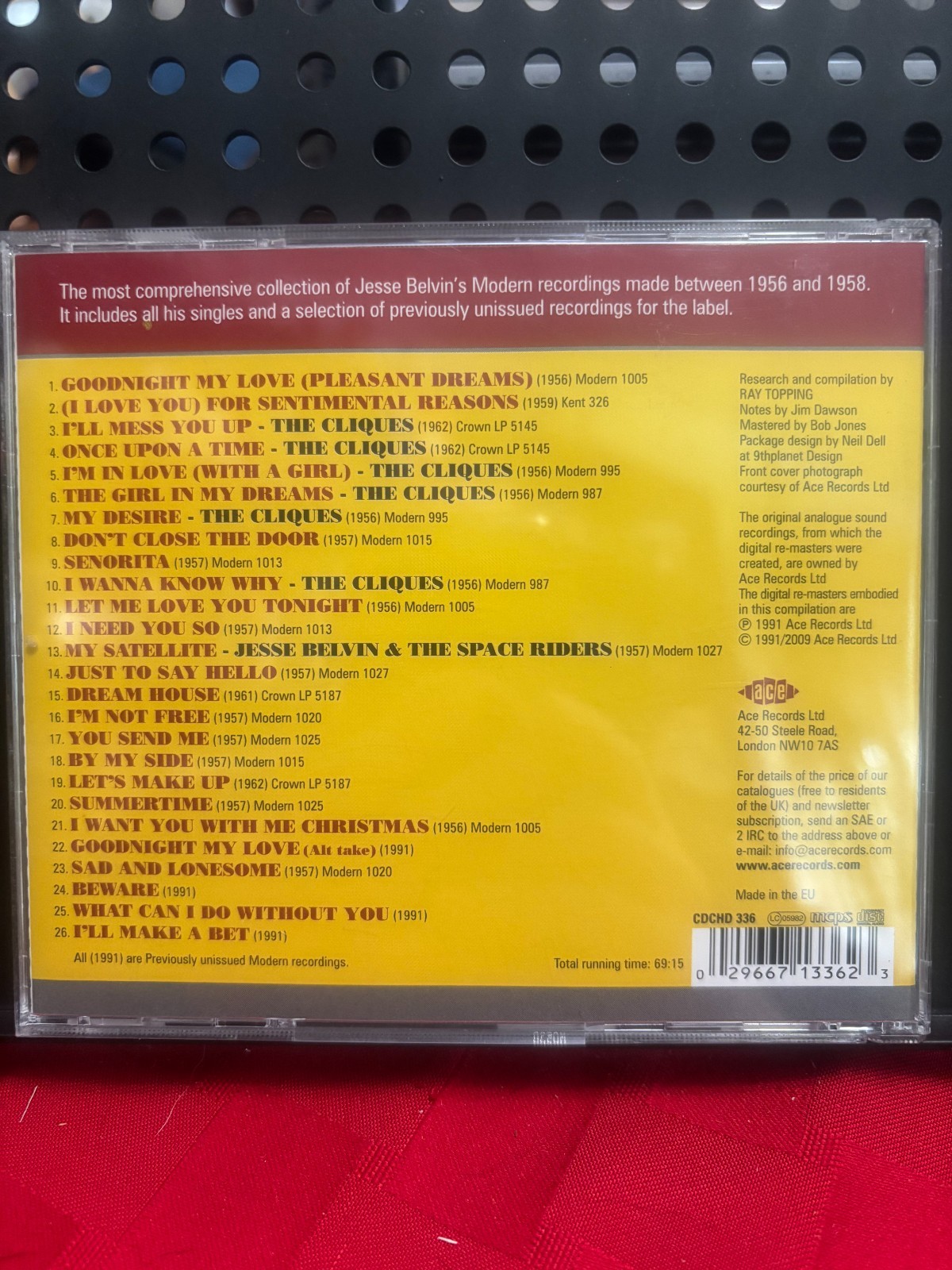 JESSE BELVIN - GOODNIGHT MY LOVE - FLAIR / VIRGIN RECORDS - 25 TRACKS - 1991 CD