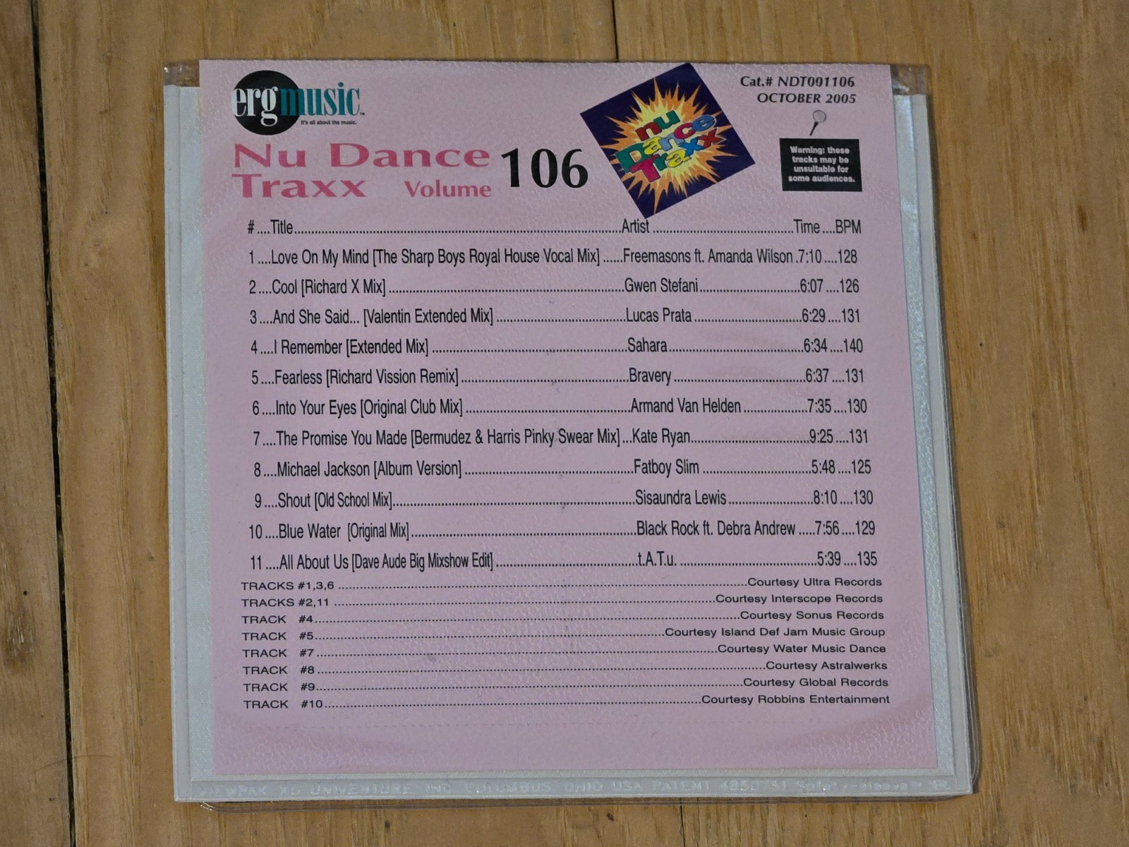 ERG Nu Dance Traxx CD, Volume 106 ~ MINT