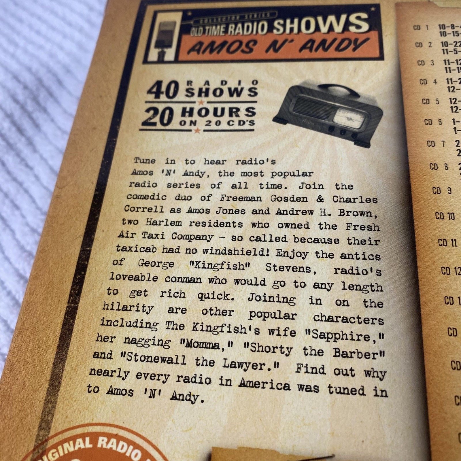 Amos 'n' Andy Old Time Radio Shows 20 CD Library Box Set 40 Shows 20 Hours