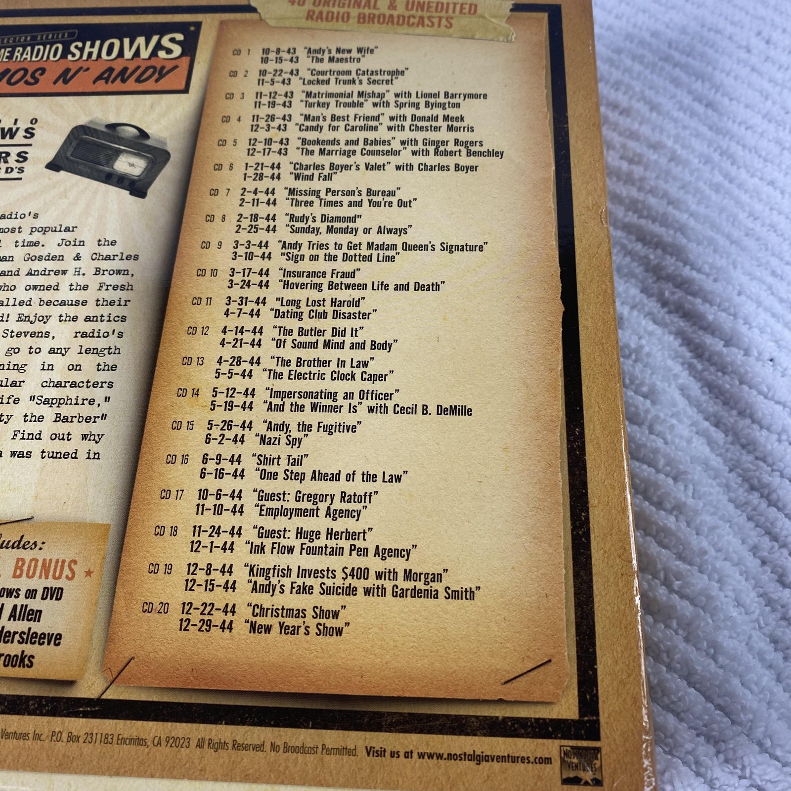 Amos 'n' Andy Old Time Radio Shows 20 CD Library Box Set 40 Shows 20 Hours