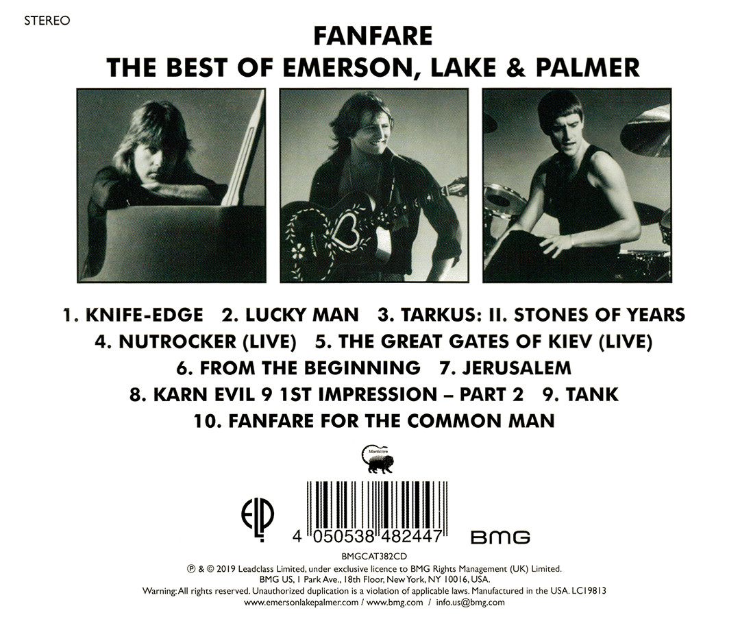 Emerson Lake & Palmer ~ Fanfare: The Best Of ELP CD 2019 BMG ••NEW••